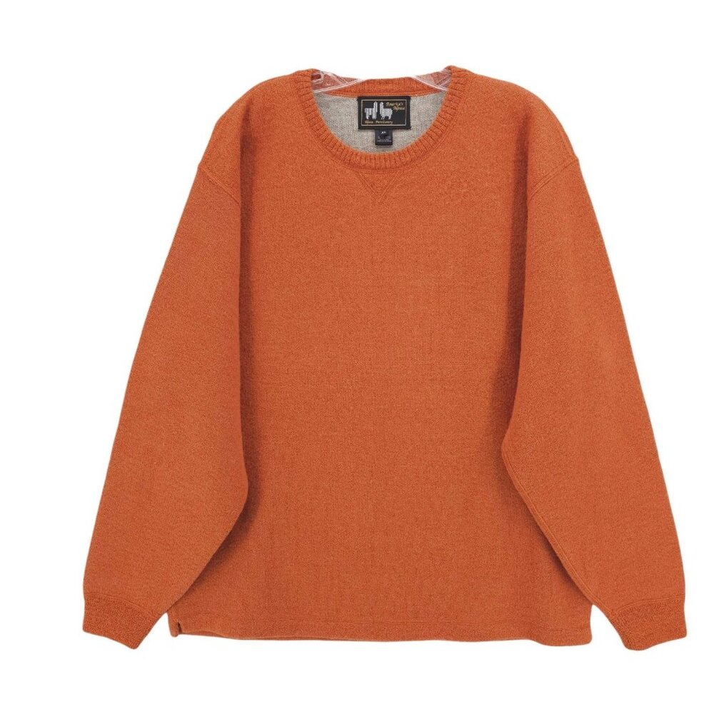 AMERICA'S ALPACA Orange Sweater Baby Alpaca Pima Cotton Thick Pullover Men's XL